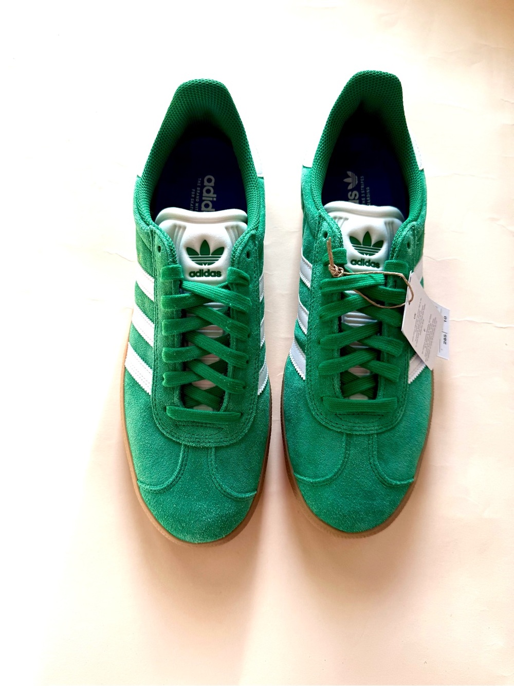 adidas Gazelle Unisex Green Suede Classic Sneakers with White Stripes